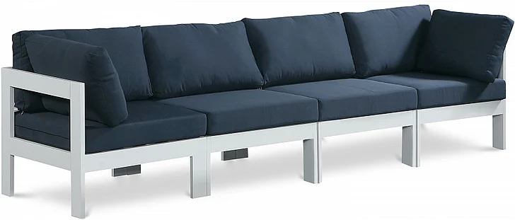 Meridian Nizuc Outdoor Patio Aluminum Modular Sofa in Navy Water Resistant Fabric 375Navy-S120A