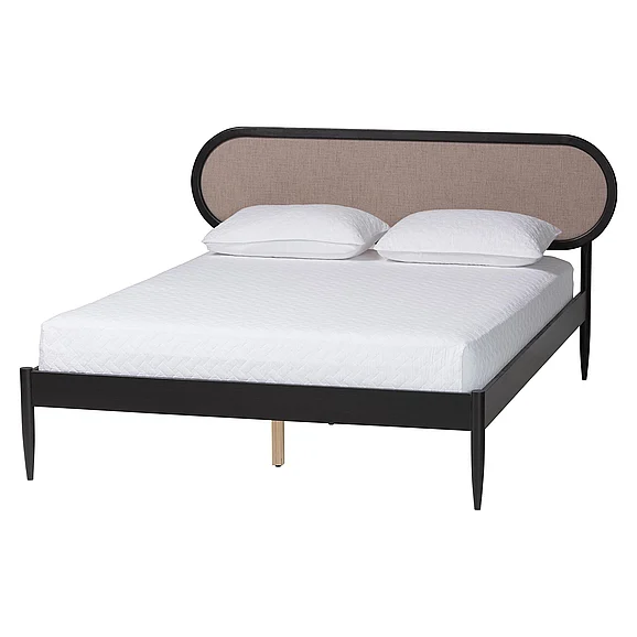 Baxton Studio Shirin Beige and Black Queen Platform Bed 14152