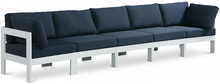 Meridian Nizuc Outdoor Patio Aluminum Modular Sofa in Navy Water Resistant Fabric 375Navy-S150A