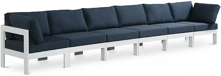 Meridian Nizuc Outdoor Patio Aluminum Modular Sofa in Navy Water Resistant Fabric 375Navy-S180A