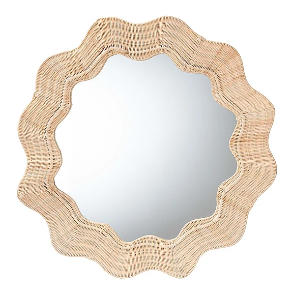 bali & pari Hasana Coastal Scalloped Round Accent Wall Mirror 14155