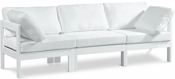 Meridian Nizuc Outdoor Patio Aluminum Modular Sofa in White Water Resistant Fabric 375White-S90A