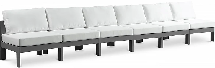 Meridian Nizuc Outdoor Patio Aluminum Modular Sofa in White Water Resistant Fabric 376White-S180B