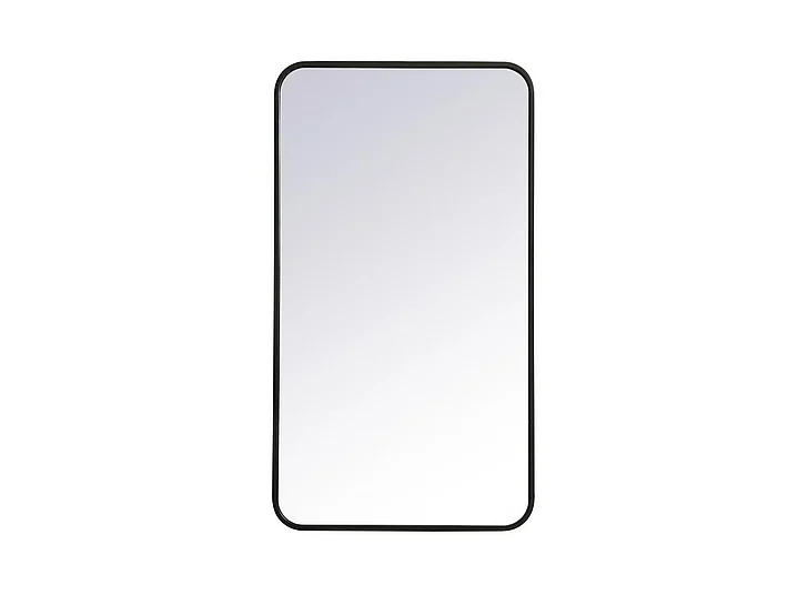Elegant Soft Corner Metal Rectangular Mirror 20X36 In. in Black MR802036BK
