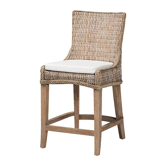 bali & pari Derris Counter Stool with Cushion - Greywashed 14303