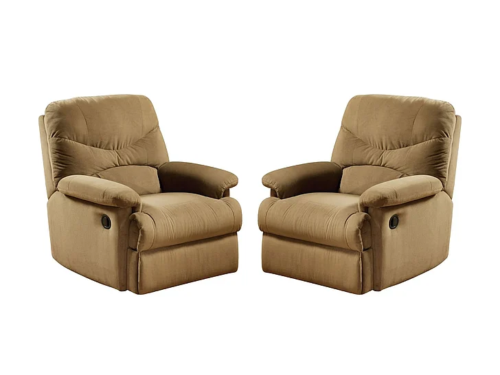 ACME Arcadia Microfiber Recliner in Light Brown 00627 (Set of 2)