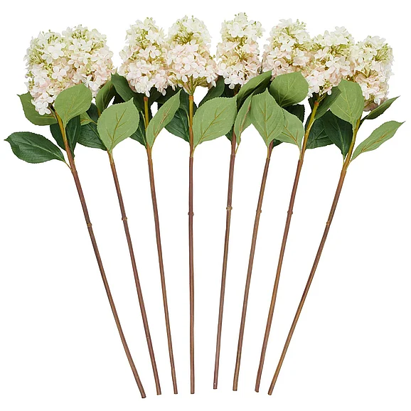UMA White Faux Foliage Hydrangea Tall Indoor Outdoor Artificial Flower Stem, Set of 8 34H | 14332 CLOSEOUT