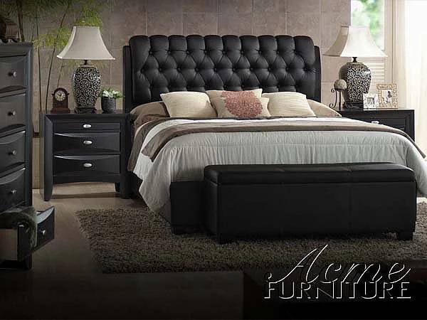 Acme Ireland PU Platform Bedroom Set in Black