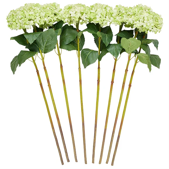 UMA Green Faux Foliage Hydrangea Tall Indoor Outdoor Artificial Flower Stem, Set of 8 33H | 14372 CLOSEOUT