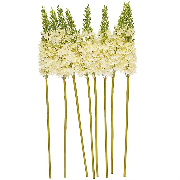 UMA White Faux Foliage Eremurus Tall Indoor Outdoor Artificial Flower Stem, Set of 8 34H | 14400
