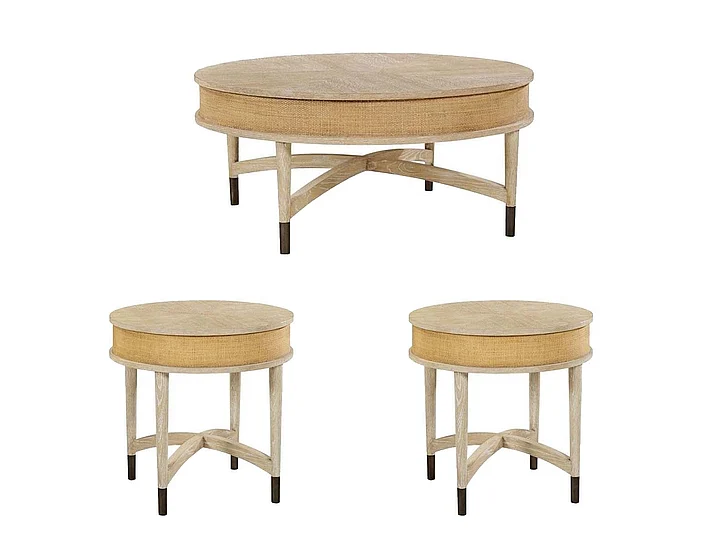 Oliver Home Kirkwood 3pc Occasional Set in Himalaya
