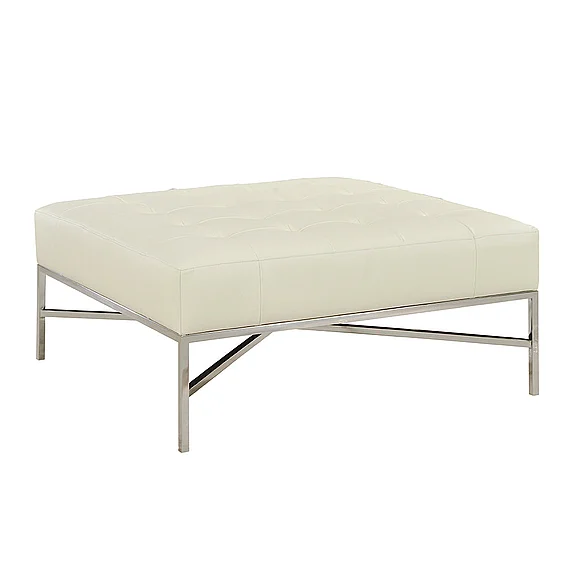 Oliver Home Sarasota Coffee Table Ottoman in White Leather 1444-06 CLOSEOUT