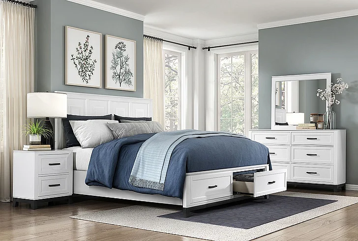 Homelegance Garretson 2pc Platform Bedroom Set with Footboard in White