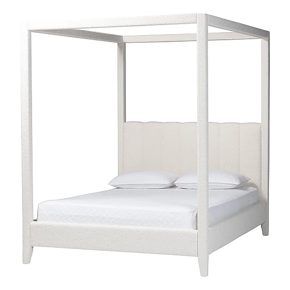 Baxton Studio Aerona Boucle Upholstered Canopy Bed, Queen 14520