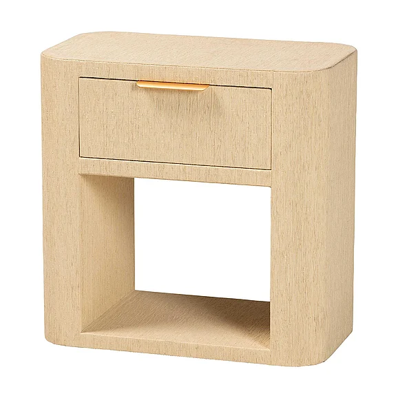 bali & pari Beauford Grasscloth 1-Drawer Nightstand with Open Shelf 14547