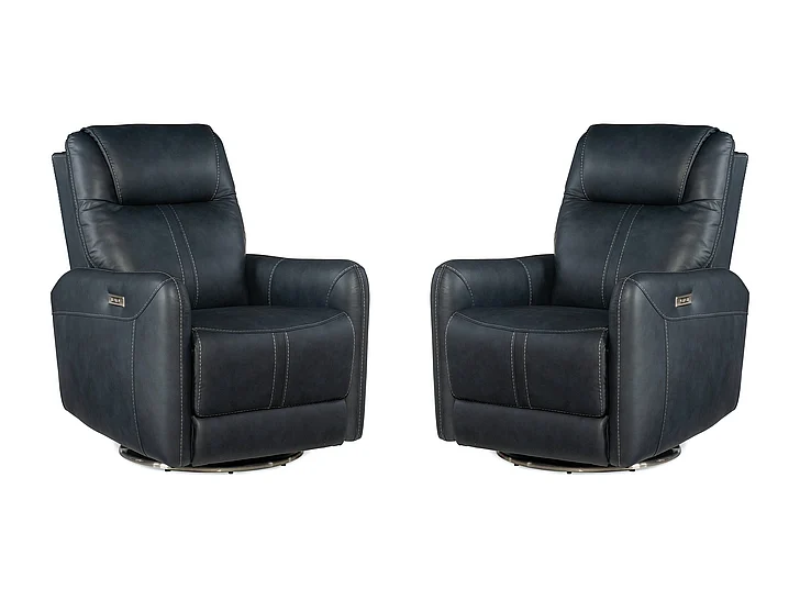 Hooker Furniture RC Steffen Swivel Power Recliner with Power Headrest in Blue RC601-PHSZ-049 (Set of 2)