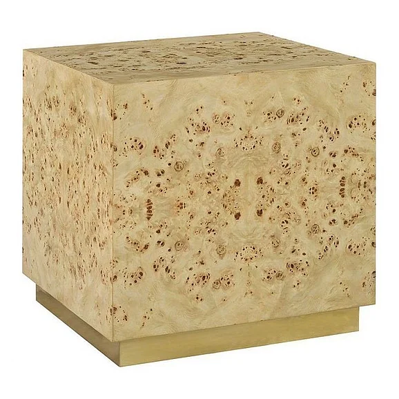 Oliver Home Cube Side Table in Natural Burl 1461-40