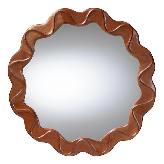 bali & pari Bahati Round Wall Mirror with Sculpted Wavy Frame 14653
