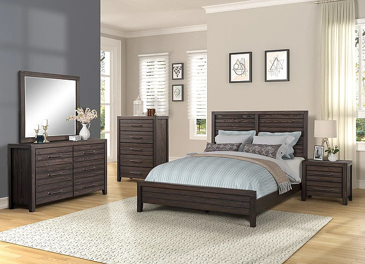 Emma Mason Signature Millgrain Studio 4pc Panel Bedroom Set in Auburn Brown