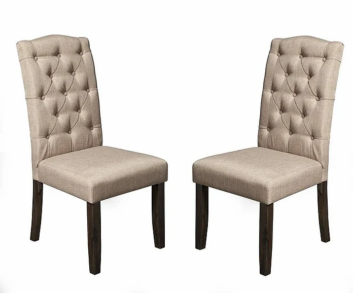Alpine Furniture Newberry Button Tufted Parson Chairs (Set of 2) in Salvaged Grey 1468-23