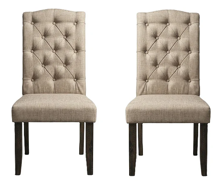 Alpine Furniture Newberry Button Tufted Parson Chairs (Set of 2) in Salvaged Grey 1468-23