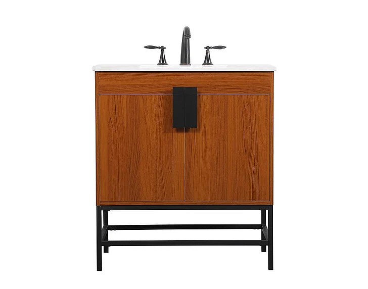 Elegant 30 In. Single Bathroom Vanity in Teak VF48830MTK CLOSEOUT