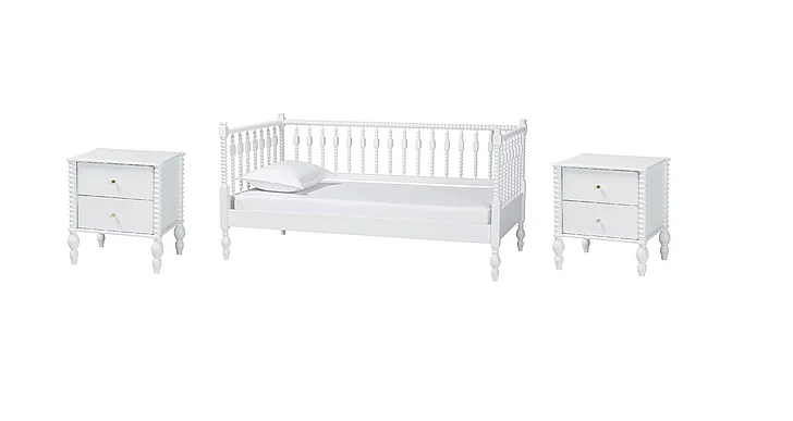 Baxton Studio Callison 3pc Spindle Day Bedroom Set in White