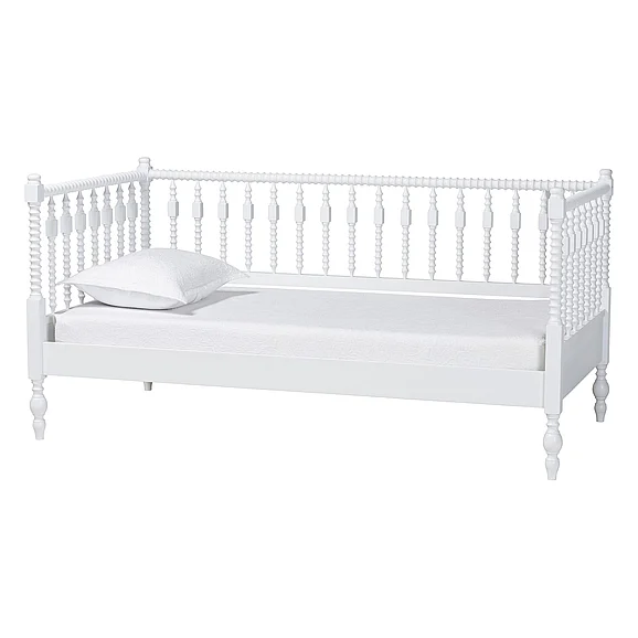 Baxton Studio Callison Spindle Daybed - Turned Farmhouse Sofa Bed with Spoked Frame Border Twin 14745
