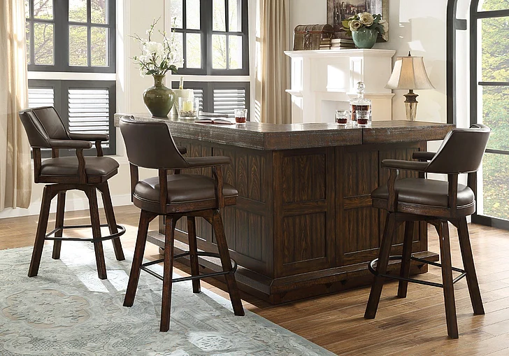 ECI Furniture Gettysburg Return Bar in Heavily Distressed Walnut 1475-05-RT/RB/R