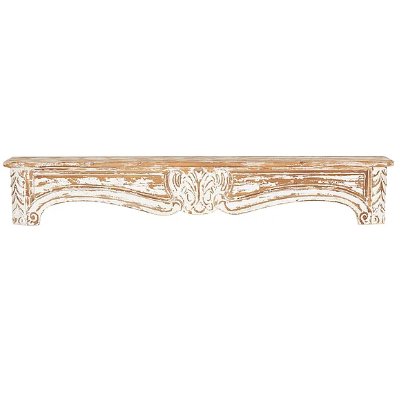 UMA Light Brown Wooden Distressed 1 Shelf Room Wall Shelf, 60" x 8" x 9" | 14752