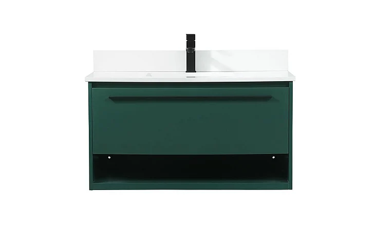 Elegant 36 In. Single Bathroom Vanity in Green with Backsplash VF43536MGN-BS CLOSEOUT