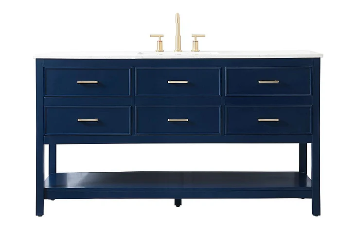 Elegant 60 In. Single Bathroom Vanity in Blue VF19060BL