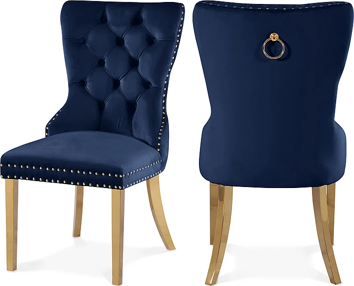 Meridian Carmen Velvet Dining Chair in Navy Velvet 812Navy-C
