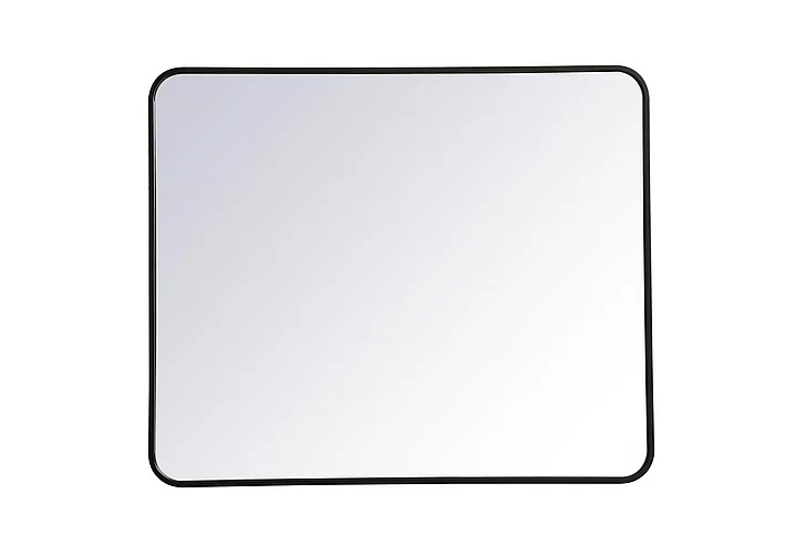 Elegant Soft Corner Metal Rectangular Mirror 30X36 In. in Black MR803036BK