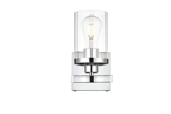 Elegant Saanvi 1 Light Chrome and Clear Bath Sconce LD7316W5CH