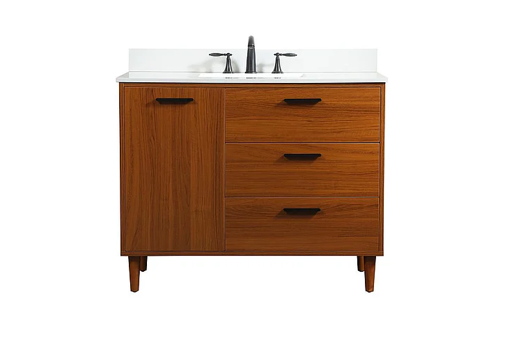 Elegant 42 In. Bathroom Vanity in Teak with Backsplash VF47042MTK-BS