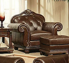 Acme Anondale Top Grain Leather Chair in Brown Cherry 15032