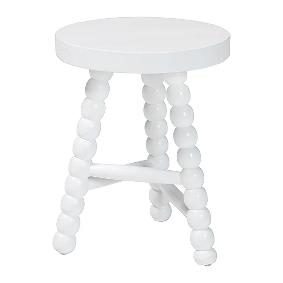 bali & pari David Acacia Wood Multipurpose Accent Stool in White 15057