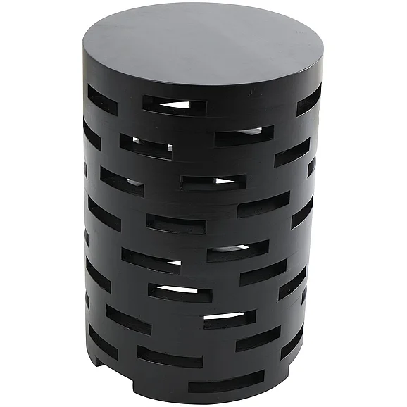 UMA Black Wood Geometric Brick Inspired Cutout Side End Accent Table, 12" x 12" x 17" | 15063 CLOSEOUT