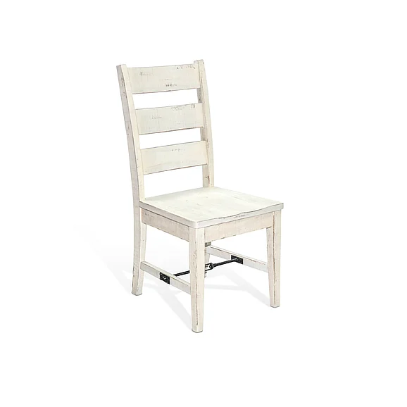 Sunny Designs Marina White Sand Ladderback Chair with Turnbuckle, Wood Seat (Set of 2) in White Sand 1508WS-T