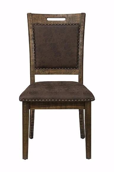 Jofran Cannon Valley Upholstered Dining Chair in Dark Brown (Set of 2)