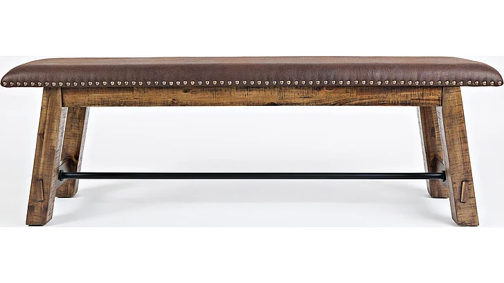 Jofran Cannon Valley Bench with Upholstered Seat in Medium Cool Tones 1511-56KD