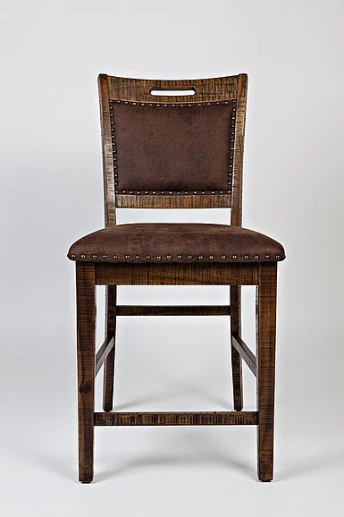 Jofran Cannon Valley Upholstered Back Counter Stool in Dark Brown (Set of 2)