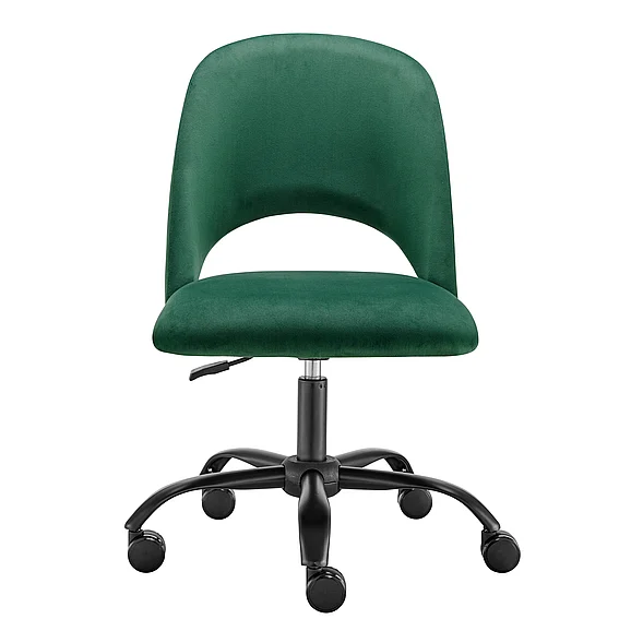 Euro Style Alby Office Chair in Green Velvet with Black Base 15131-GRN CLOSEOUT