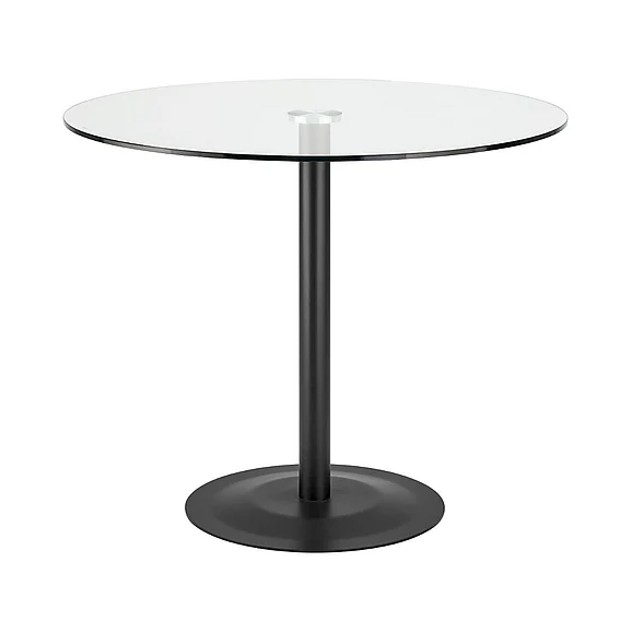 Euro Style Ava 36" Bistro Tablewith Clear Tempered Glass Top and Matte Black Base 15132BLK-KIT CLOSEOUT