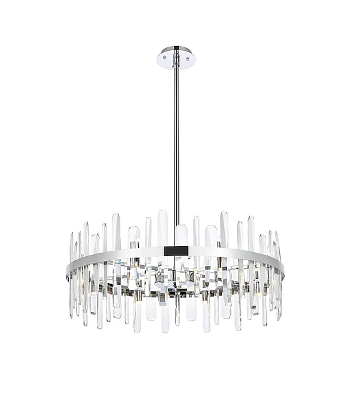 Elegant Serena 32 In. Crystal Round Chandelier in Chrome 2200D32C