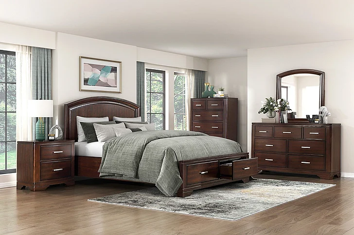 Homelegance Hudson 2pc Storage Bedrooms Set in Cherry