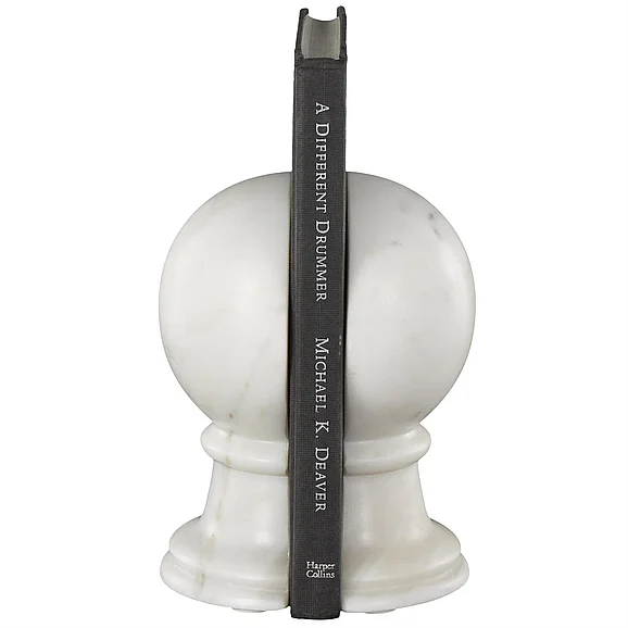 UMA White Marble Globe Sleek Orb Decorative Bookends, Set of 2 2W, 7H | 15326 CLOSEOUT