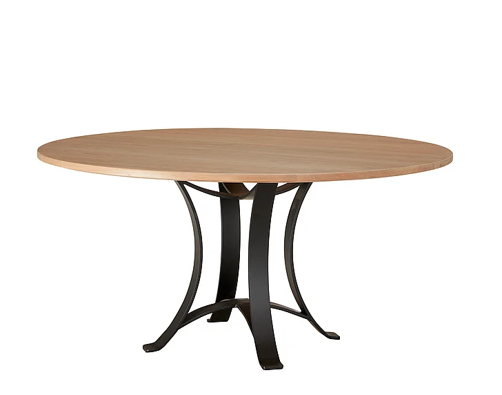 Vaughan-Bassett Crafted Cherry 60" Round Table w/ Metal Base in Bleached Cherry 154-060-200