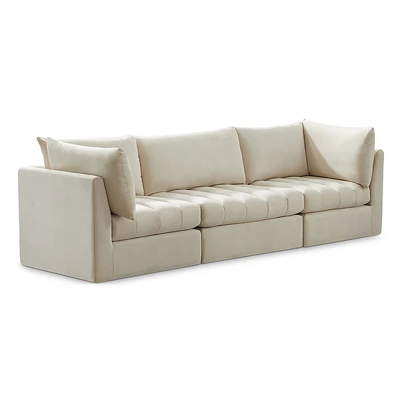 Meridian Jacob Velvet Modular Sofa in Cream Velvet 649Cream-S103